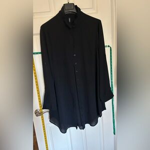Torrid sheer crepe button up shirt or beach coverup. Black. Torrid size 2 (2X).